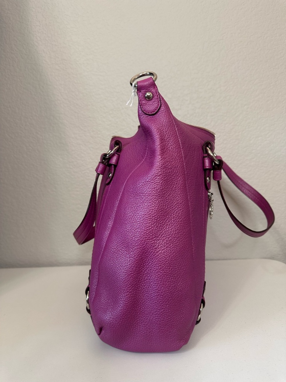 Coach Pebbled Leather Purple Alexandra Tote Purse with Hang Tag crossbody NWOT - Picture 6 of 10